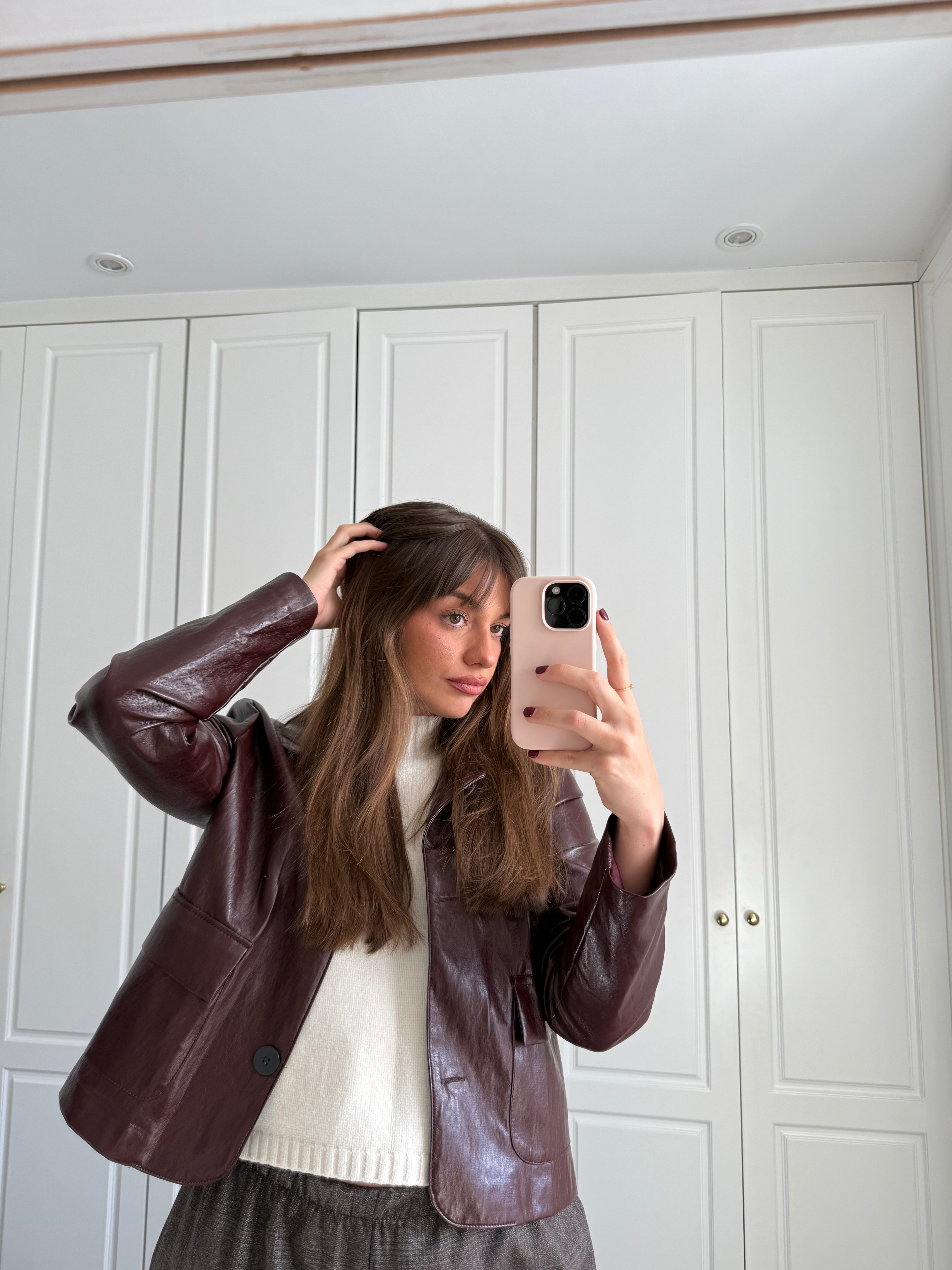 Chaqueta polipiel granate