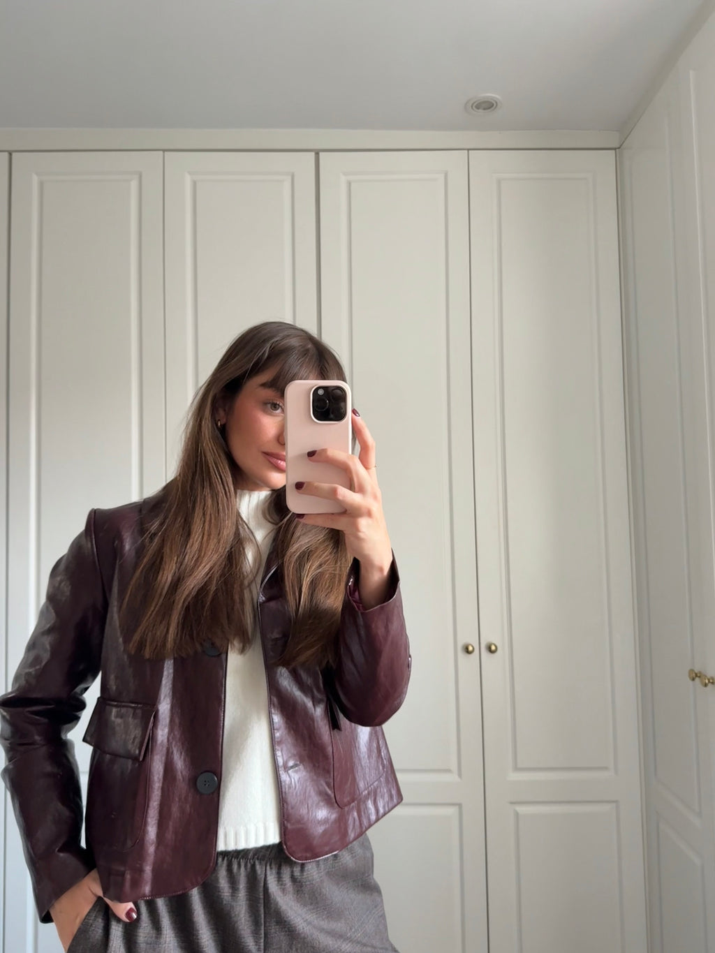 Chaqueta polipiel granate