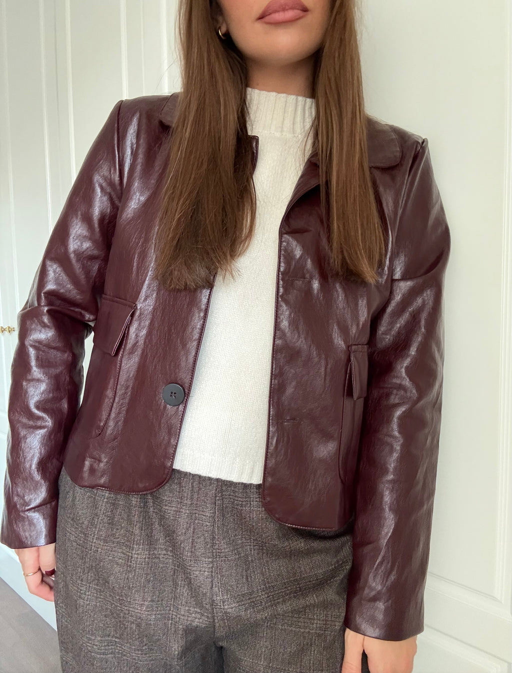 Chaqueta polipiel granate